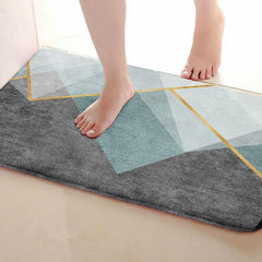 Light Green Grey Geometric Area Rug Non Slip Backing Washable