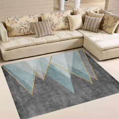 Light Green Grey Geometric Area Rug Non Slip Backing Washable