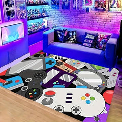 Large 3D Gaming Area Rug Washable Gamepad Carpet Bedroom Living Room Carpet