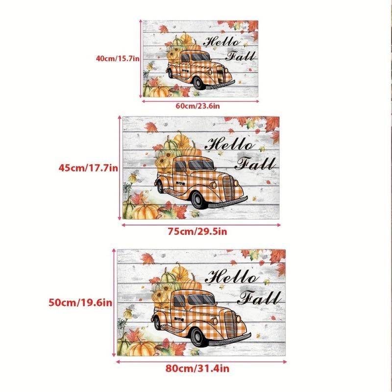 Thanksgiving Floor Mat Pumpkin Sunflower Autumn Orange Plaid Truck Door Mat