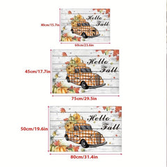 Thanksgiving Floor Mat Pumpkin Sunflower Autumn Orange Plaid Truck Door Mat
