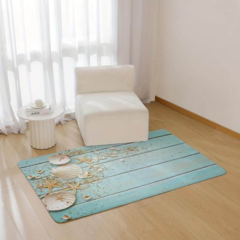 Beach Wood Plank Mat Soft Floor Mat for Bedroom Living Room Kitchen and Entrance