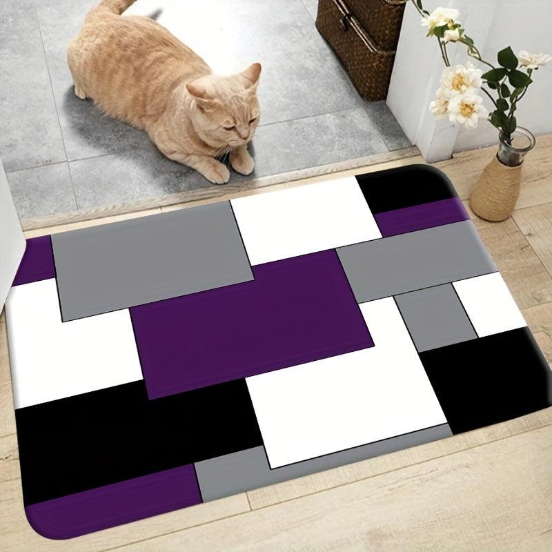 Soft and Absorbent Block Bathroom Mat for Living Room Decor
