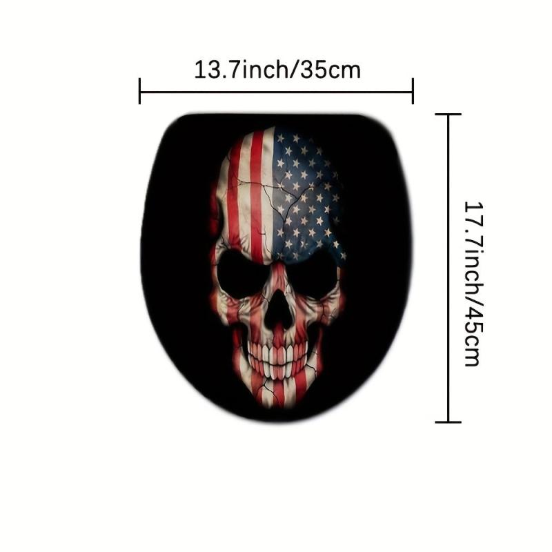 Soft & Dry American Flag Skull Bathroom Rug Set Non Slip Shaggy Mats
