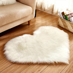Heart Shape Faux Sheepskin Rug Soft Fluffy Shaggy Carpet Area Mats Rugs