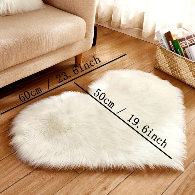 Heart Shape Faux Sheepskin Rug Soft Fluffy Shaggy Carpet Area Mats Rugs