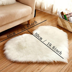 Heart Shape Faux Sheepskin Rug Soft Fluffy Shaggy Carpet Area Mats Rugs
