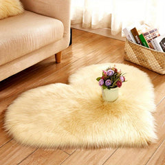 Heart Shape Faux Sheepskin Rug Soft Fluffy Shaggy Carpet Area Mats Rugs