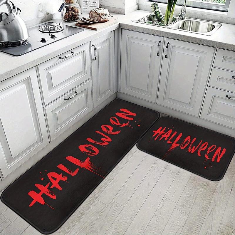 2pcs Non-Skid Halloween Bloody Kitchen Runner Rug