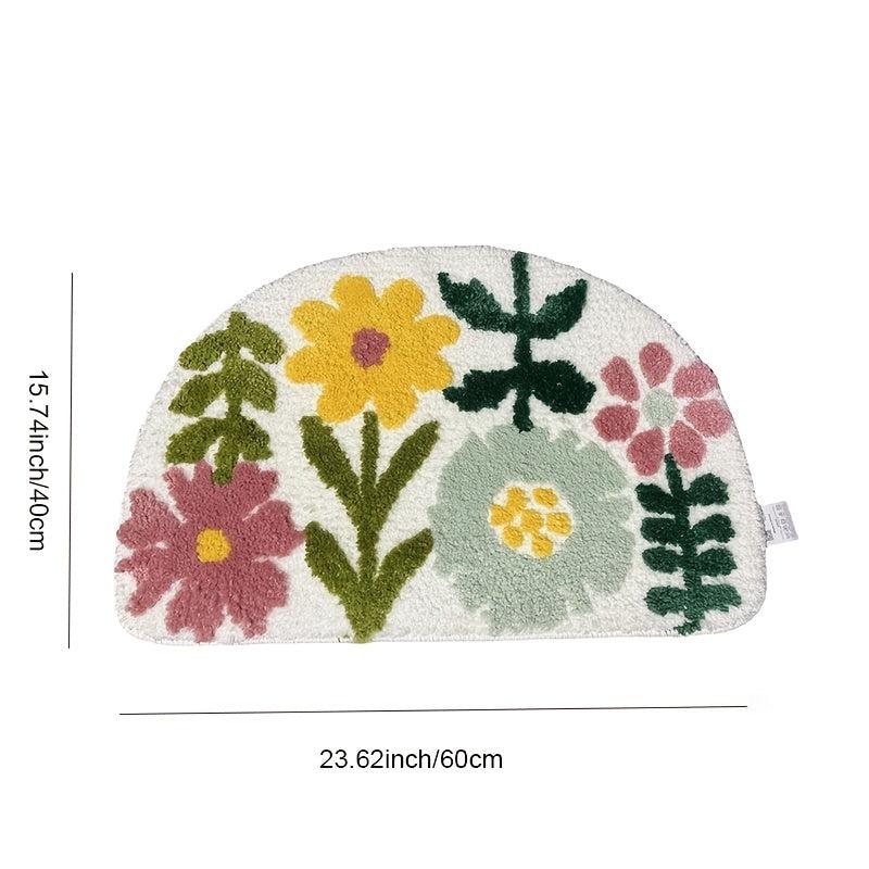 Colorful Flowers Bath Floor Mat Non Slip Bathroom Toilet Rug Indoor Carpet