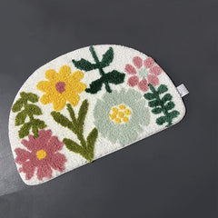 Colorful Flowers Bath Floor Mat Non Slip Bathroom Toilet Rug Indoor Carpet