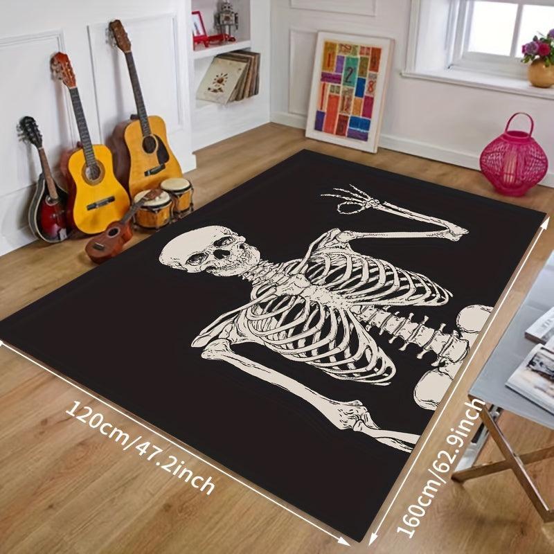 Halloween Skull Kitchen Rug Flannel Sponge Non slip Carpet Floor Mat Gothic Deco