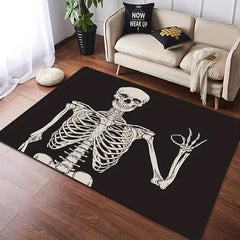 Halloween Skull Kitchen Rug Flannel Sponge Non slip Carpet Floor Mat Gothic Deco