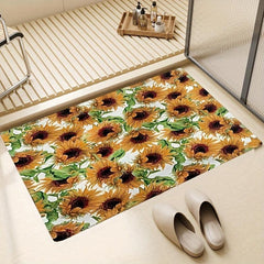 Sunflower Welcome Doormat Anti Fatigue Low Pile Indoor Outdoor Entrance Mat