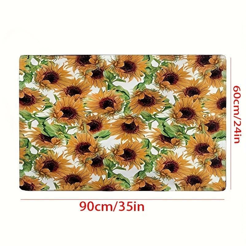 Sunflower Welcome Doormat Anti Fatigue Low Pile Indoor Outdoor Entrance Mat