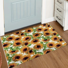 Sunflower Welcome Doormat Anti Fatigue Low Pile Indoor Outdoor Entrance Mat