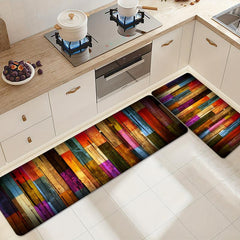 Vintage Wood Print Anti Fatigue Kitchen Mat Absorbent Bath Mat Laundry Floor Mat