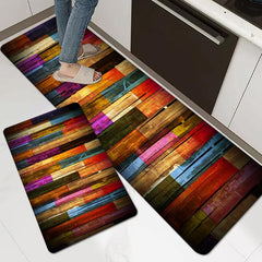 Vintage Wood Print Anti Fatigue Kitchen Mat Absorbent Bath Mat Laundry Floor Mat