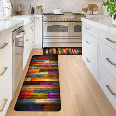 Vintage Wood Print Anti Fatigue Kitchen Mat Absorbent Bath Mat Laundry Floor Mat