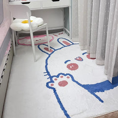 Creative Rabbit Print Area Rug Non Slip Washable Carpet for Bedroom Home Decor