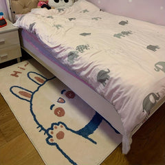 Creative Rabbit Print Area Rug Non Slip Washable Carpet for Bedroom Home Decor