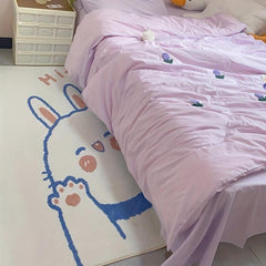 Creative Rabbit Print Area Rug Non Slip Washable Carpet for Bedroom Home Decor