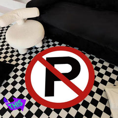 Round Traffic Instructions Area Rug Modern Decor