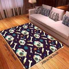 Skull Carpet Runner Bone Pattern Bath Mat Non Slip Absorbent Floor Mat