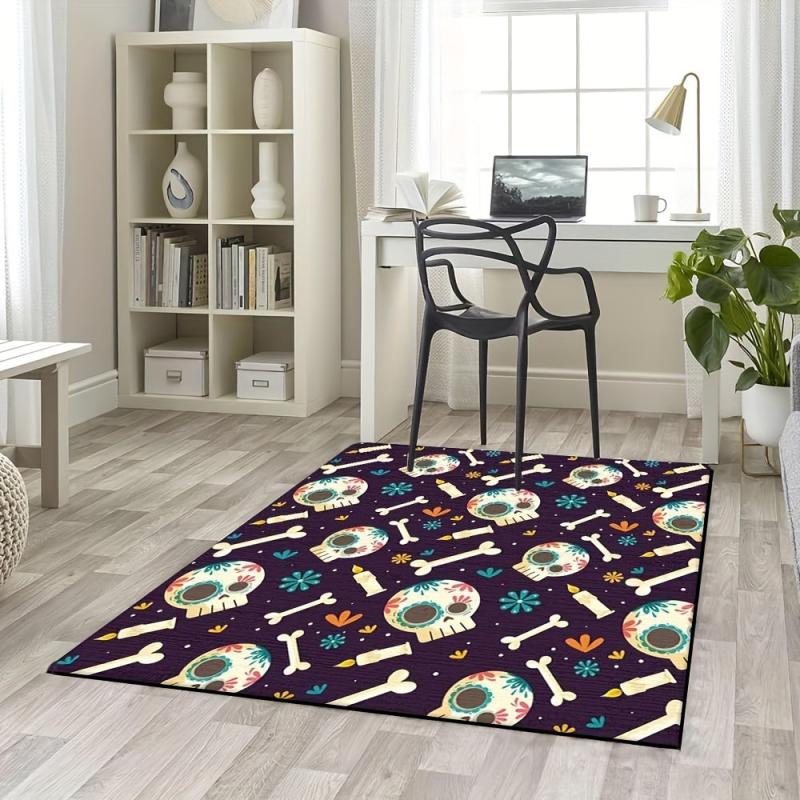 Skull Carpet Runner Bone Pattern Bath Mat Non Slip Absorbent Floor Mat