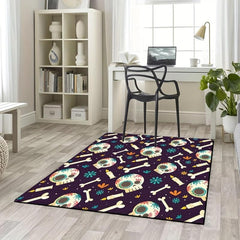 Skull Carpet Runner Bone Pattern Bath Mat Non Slip Absorbent Floor Mat