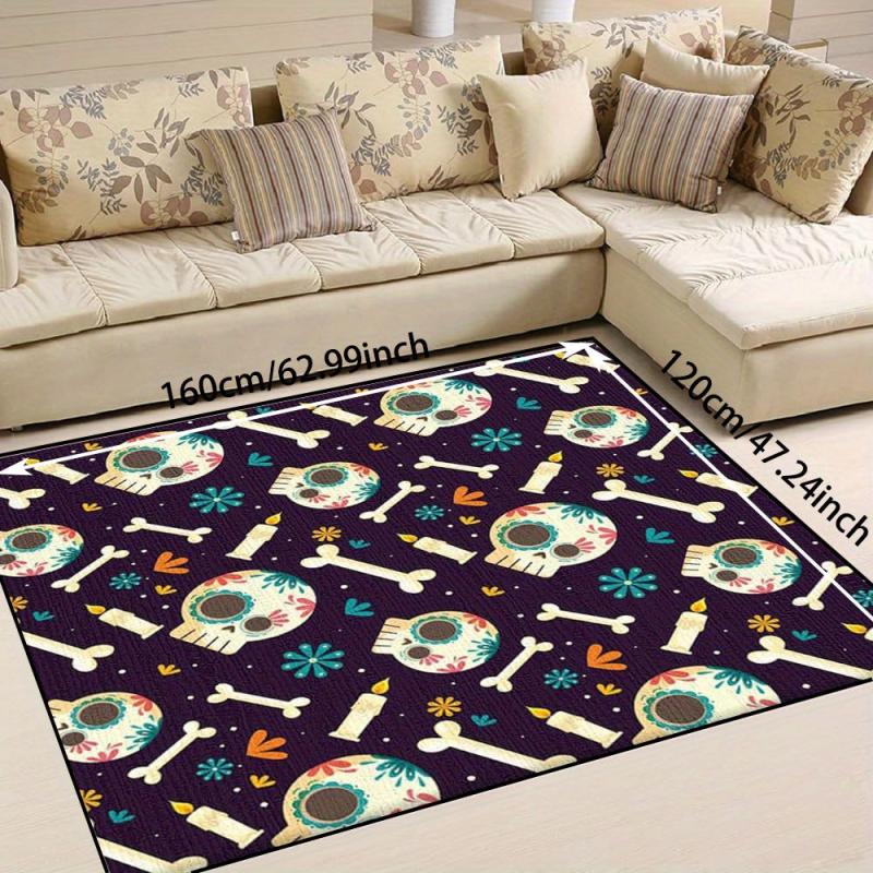 Skull Carpet Runner Bone Pattern Bath Mat Non Slip Absorbent Floor Mat