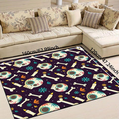 Skull Carpet Runner Bone Pattern Bath Mat Non Slip Absorbent Floor Mat