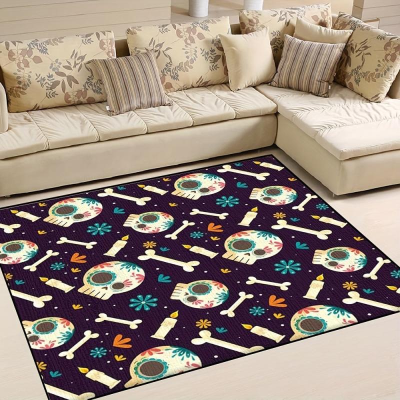 Skull Carpet Runner Bone Pattern Bath Mat Non Slip Absorbent Floor Mat