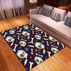 Skull Carpet Runner Bone Pattern Bath Mat Non Slip Absorbent Floor Mat