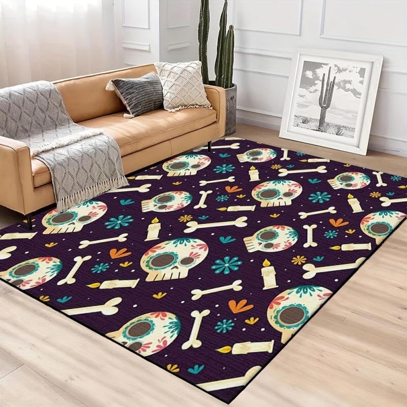 Skull Carpet Runner Bone Pattern Bath Mat Non Slip Absorbent Floor Mat