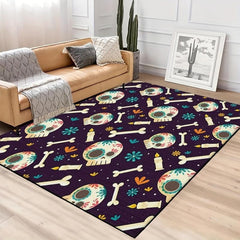 Skull Carpet Runner Bone Pattern Bath Mat Non Slip Absorbent Floor Mat