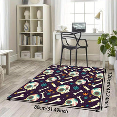 Skull Carpet Runner Bone Pattern Bath Mat Non Slip Absorbent Floor Mat