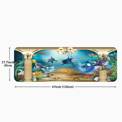 Ocean Themed Anti Fatigue Kitchen Floor Mat Slip Resistant Polyester Rug