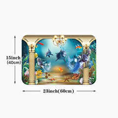 Ocean Themed Anti Fatigue Kitchen Floor Mat Slip Resistant Polyester Rug
