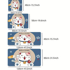 1pc Fortune Cat Entry Door Mats for Living Room Bedroom Game Room