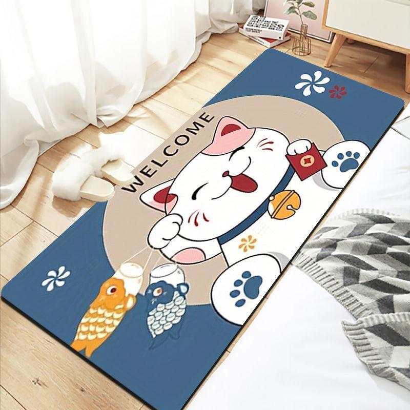 1pc Fortune Cat Entry Door Mats for Living Room Bedroom Game Room