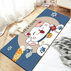 1pc Fortune Cat Entry Door Mats for Living Room Bedroom Game Room
