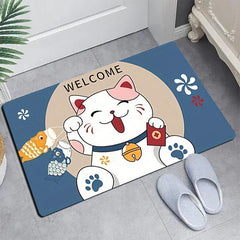 1pc Fortune Cat Entry Door Mats for Living Room Bedroom Game Room