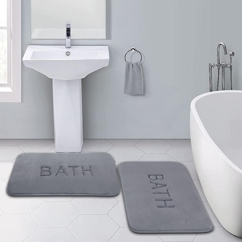 Letter Graphic Bath Rug Soft Non Slip Absorbent Bath Mat Machine Washable