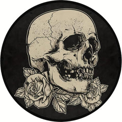Skull Rose Flower Round Carpet Non Slip Rug Washable Floor Mats