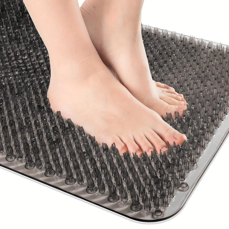 Anti-Slip Shower Stall Mat with Soft Bristles, Suction Cup Bath Rug
