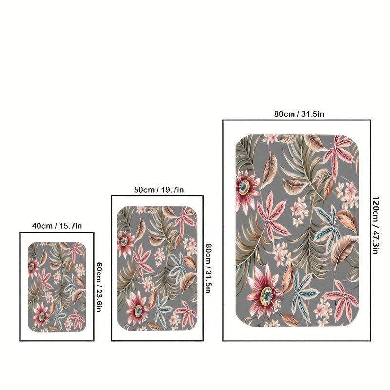 Floral Welcome Door Mat Non-Slip Indoor/Outdoor Entrance Mat