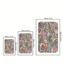Floral Welcome Door Mat Non-Slip Indoor/Outdoor Entrance Mat
