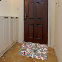 Floral Welcome Door Mat Non-Slip Indoor/Outdoor Entrance Mat