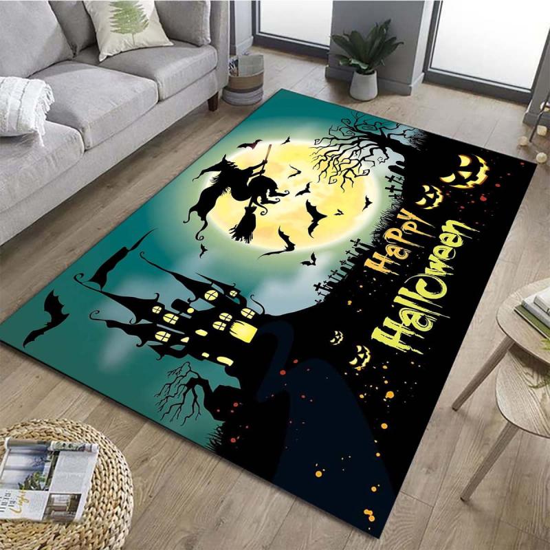 Halloween Decorative Area Rug Modern Crystal Velvet Soft Non-slip Mat